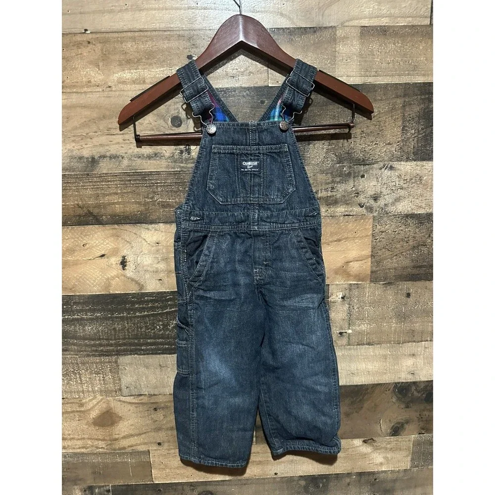 Oshkosh Overalls Denim Flannel Lined 2T Boys